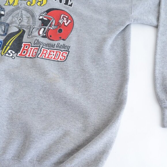 Vintage Gildan Heavy Big Red's V Cougars High School Championship Gray Sweater L - Picture 5 of 11